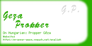 geza propper business card